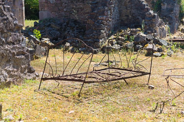 The ruins of Oradour-sur-glane, the by the nazis destroyed french village in WW2