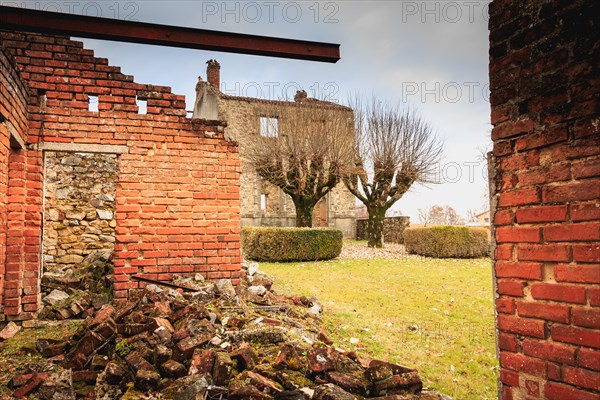 detail of ruined houses destroyed by fire in 1944