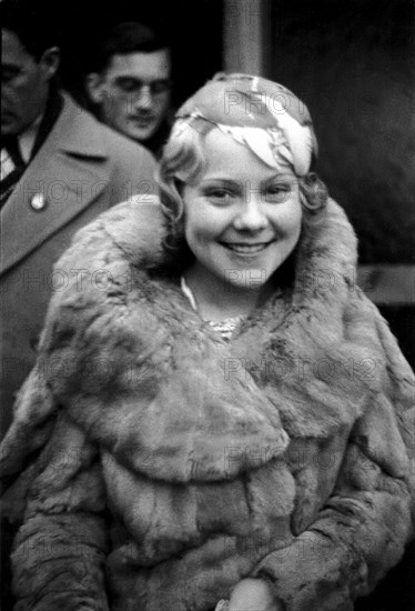 Winter Olympics 1936 - Germany, Third Reich - Olympic Winter Games, Winter Olympics 1936 in Garmisch. Norwegian ice skater Sonja Henie as guest at the  opening ceremony. Image date February 1936. Photo Erich Andres