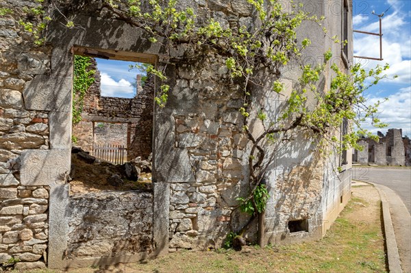 Oradour-sur-Glane, France - April 29, 2019: The ruins of the village after the massacre by the german nazi's in 1944 that destroyed it.