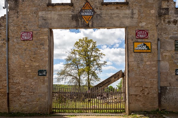 Oradour-sur-Glane, France - April 29, 2019: The ruins of the village after the massacre by the german nazi's in 1944 that destroyed it.