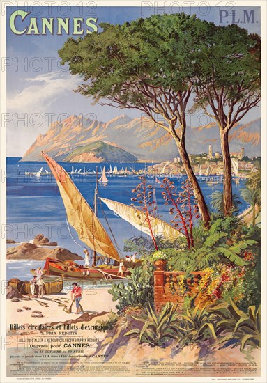 PLM. Cannes by Henri Tanconville (1845-1936). Poster published in 1900 in France.