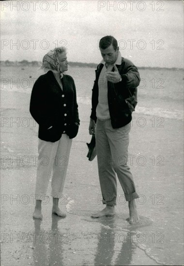 Jul. 03, 1959 - La Baule Casino just hired the famous singer Yves Montand who is experiencing a lot of success right now with his summer visitors. The record was beat the other night when his audience called him back to sing twice. However, his late night did not prevent the popular singer from getting up early in the morning for a walk outside with his wife, the charming Simone Signoret.