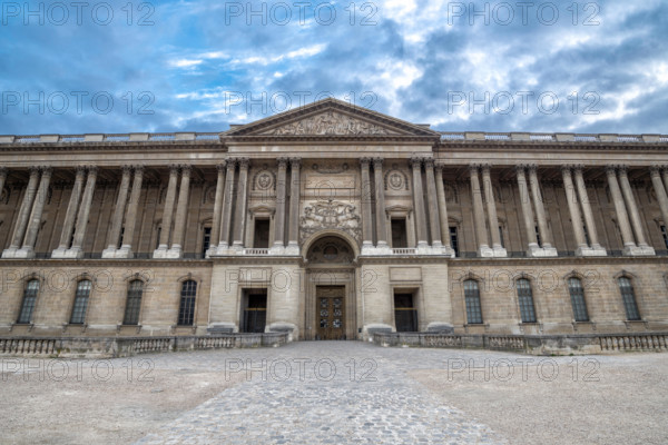 The colonnade of the Louvre Palace in style of classicism France Paris September 2017.