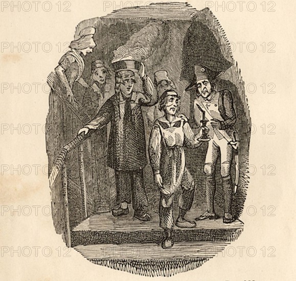 George Cruikshank - Vidocq escaping by means of the Fosse Family.