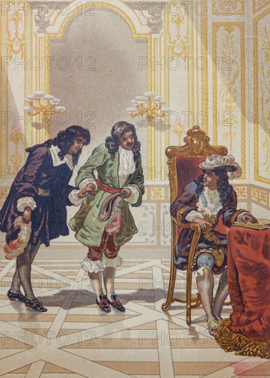 Dominico Cassini presented to Louis XIV by Jean-Baptiste Colbert (1619–1683). Giovanni Domenico Cassini, also known as Jean-Dominique Cassini (8 June 1625 – 14 September 1712) was an Italian (naturalised French) mathematician, astronomer and engineer. From the book La ciencia y sus hombres : vidas de los sabios ilustres desde la antigüedad hasta el siglo XIX T. 2  [Science and its men: lives of the illustrious sages from antiquity to the 19th century Vol 2] By by Figuier, Louis, (1819-1894); Casabó y Pagés, Pelegrín, n. 1831 Published in Barcelona by D. Jaime Seix, editor , 1879 (Imprenta de B