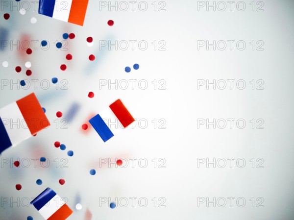 national holiday of July 14 is a happy Independence Day of France, Bastille Day, the concept of patriotism, memory, confetti and flags