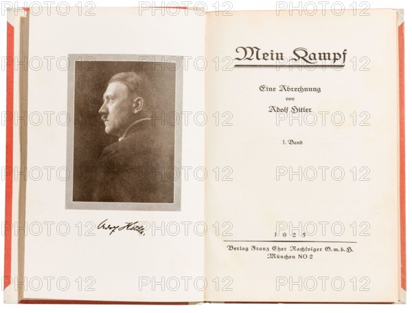 First edition of the book Mein Kampf from 1925 - a historically significant, ideologically influenced work with controversial content for the 100th an
