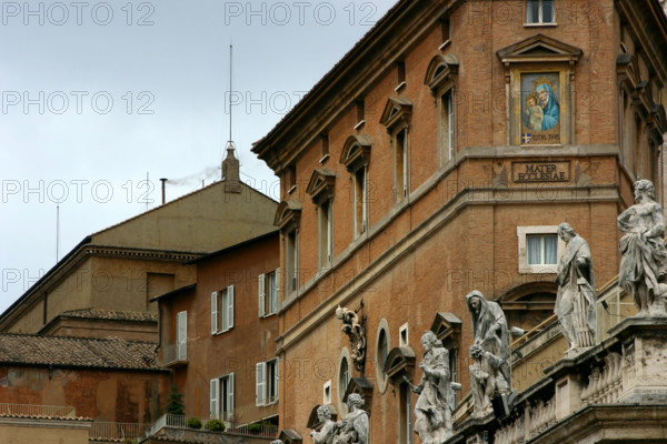 Vatican City XXI century - April 18, 2005. Election of Pope Benedict XVI. Conclave, black smoke