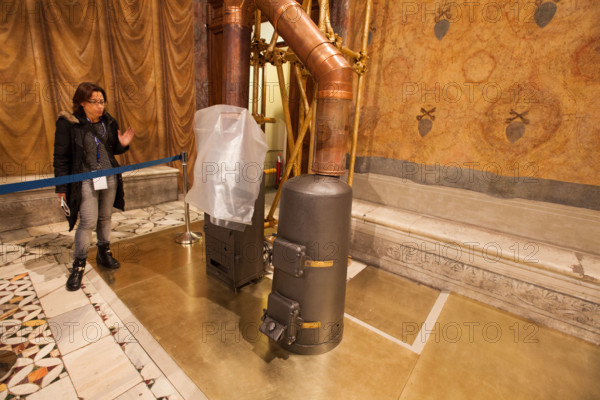 Rome, Vatican. 9th March 2013 -- Sistine Chapel. The stoves will be used to produce smoke white and dark during the conclave. --