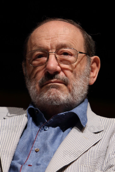 Author and philosopher Umberto Eco portrayed before a conference at Torino Book Fair. Eco is a world known academic and novelist