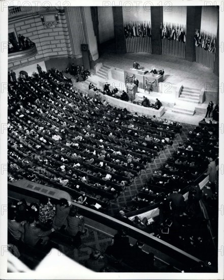 1945 - The San Francisco conference: Delegates of fifty nations met at San Francisco between April 25 and June 26, 1945. Working on the Dumbarton Oaks proposals, the Yalta Agreement, and amendments proposed by various Governments, the Conference agreed upon the Charter of the United Nations and the Statute of the New International Court of Justice. The Charter was passed unanimously and signed by all the representatives. It came into force on October 24, 1945, when China, France, the USSR, the United Kingdom, and the United States and a majority of the other signatories had filed their instrum