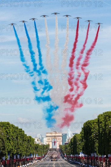 The French National Day Parade, held annually on July 14, 2017, is captured in this official photo taken by Shealah Craighead. It showcases France's national celebration.