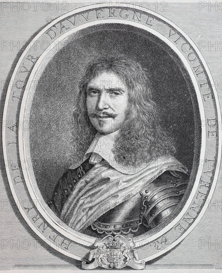 Henri de La Tour d Auvergne, vicomte de Turenne, September 11, 1611 - July 27, 1675, was a French army commander and Marshal of France, digital improved reproduction of an original print from 1880