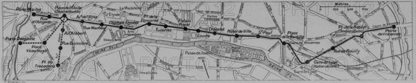 Map of the first subway line in Paris, Picture from the French weekly newspaper l'Illustration, 14th July 1900
