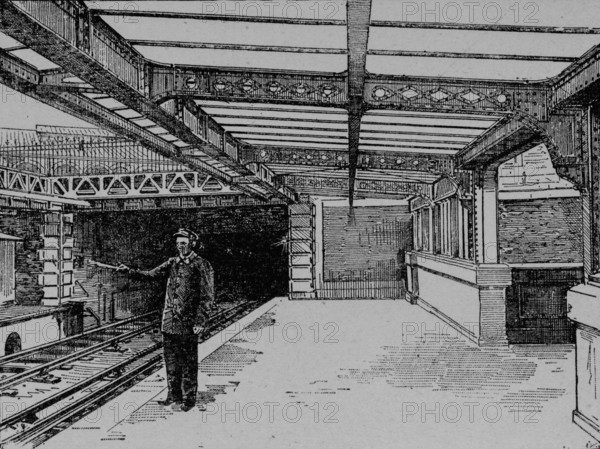 La Bastille subway station, Paris, Picture from the French weekly newspaper l'Illustration, 14th July 1900