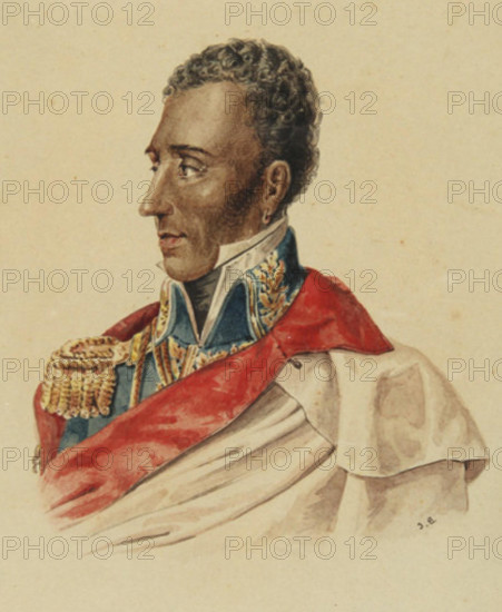 English: Portrait of President Jean-Pierre of Haiti and of the entire island of Hispaniola during his regime at the height of his career wearing a epaulette on his military attire signifying an elite rank . 1825, Port-au-Prince 321 President Jean-Pierre Boyer of Haiti (Hispaniola Unification Regime) Portrait