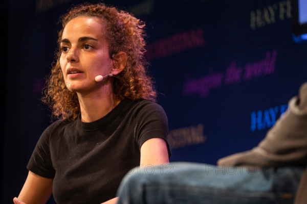 The Hay Festival, Hay on Wye, Wales UK , Saturday 01 June 2019. Leïla Slimani, Franco-Moroccan writer and journalist. In 2016 she was awarded the Prix Goncourt for her novel Chanson douce. Appearing on stage at the 2019 Hay Festival The festival, now in its 32nd year, held annually in the small town of Hay on Wye on the Wales - England border, attracts the finest writers, politicians and intellectuals from across the globe for 10 days of talks and discussions, celebrating the best of the written word and critical debate Photo © Keith Morris / Alamy Live News