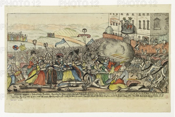 Females Furies James Gillray (1757-1815), graveur anglais. "La colère des femmes de Paris" ("Females Furies"). Eau-forte couleur, 5 octobre 1789. Paris, musée Carnavalet.