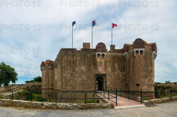 Saint-Tropez, France - June 11, 2019 : Tourists visiting the Citadel in St Tropez, an amazing piece of architecture and offers great views of the town