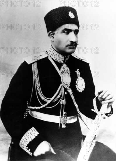 Iran: Reza Shah Pahlavi (1878-1944), during his time as Minister of War, c. 1921-1923. He was born in the village of Alasht in 1878 and joined the Persian Cossack Brigade when he turned sixteen, rising to become a Brigadier General, the only Iranian commander in its history. Under British direction, Reza helped orchestrate a coup in 1921 that overthrew the previous government, naming himself Minister of War and Sardar Sepah (Commander-in-Chief of the Army). He became Prime Minister in 1923, and later was appointed as Shah and Iran's legal monarch in 1925, founding the Pahlavi Dynasty.