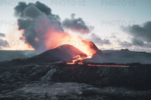 MAY 2021: The broader Fagradalsfjall volcanic system comprises an area of eruptive fissures (fissure swarm), cones and lava fields in the southern part of the Reykjanes peninsula. A strong seismic crisis began in the area near Fagradalsfjall since late Feb 2021, interpreted as intrusion of magma at shallow depth. This led to the first historic eruption of the volcano on 19 March 2021.
