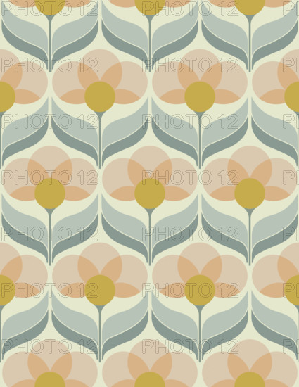 Vector illustration of seamless flower wallpaper in sixties style