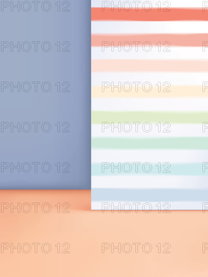 Vector 3D Illustration Minimal Pastel Studio Shot Background with Rainbow Stripe Pattern for Product Display.