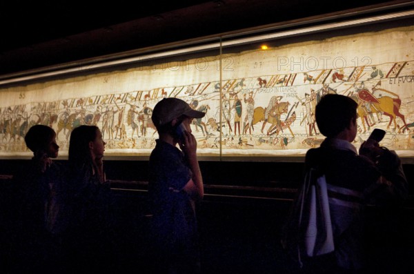 Bayeux tapestry museum,Bayeux,Normandy, France depicting the adeventure of William the Congueror in 1066