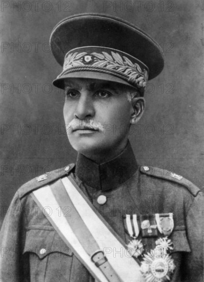 Portrait photograph of Reza Shah, emperor of Iran in the early 30's, in uniform. c. 1931.