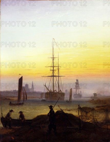 The Greifswald harbor. Caspar David Friedrich. c. 1818/1820.
