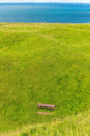 Bench in a closed depression with no sight at all, High Sea island Helgoland, North Sea, Schleswig-Holstein, County Pinneberg, North Germany