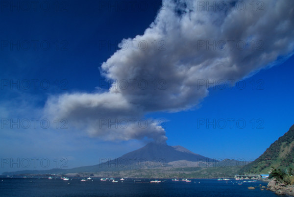 The volcanic eruption of Mt. Sakurajima in Kagosima Japan Asia