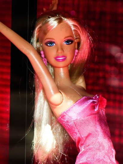 Barbie doll in window display