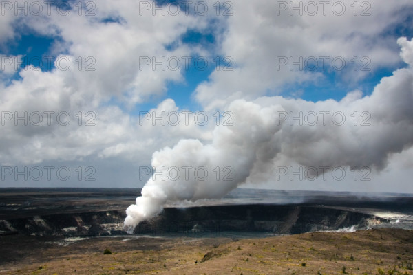 Halemaumau Crater - as seen from Halema'uma'u Crater Overlook along Crater Rim Drive at Kilauea Volcano National Park, Hawaii