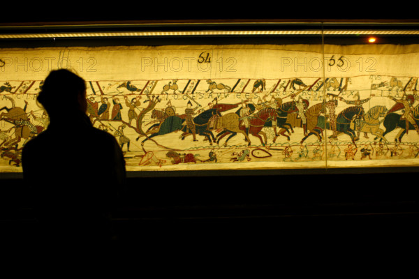 Bayeux Tapestry known in France as La Tapisserie de la Reine Mathilde (Tapestry of Queen Mathilda), Bayeux, Normandy, France