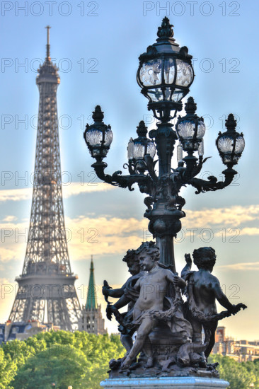 France, Europe, travel, Paris, City, Alexander III Bridge, detail, architecture, art, artistic, bridge, lamp, light, monument, m