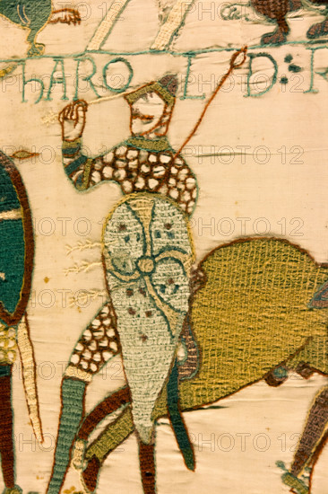 France Normandy, Bayeux, Tapestry panel 57, "Harold slain"
