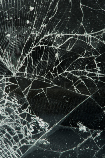 Broken glass. Close up studio shot