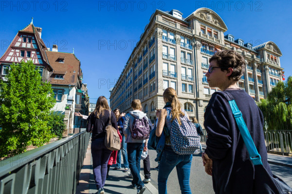 Students going to high school Strasbourg Alsace France