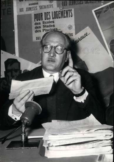 Dec. 12, 1955 - Election Campaign in Full Swing - Political Leaders of Different French Parties Have Launched the Election Campaign OPS : Guy Mollet, Leader of the Socialist Party, During His Press Conference This Morning