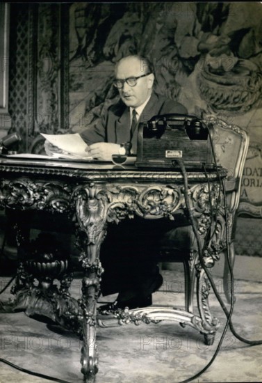 Sep. 12, 1956 - Before the ministers' meeting, Prime Minister Guy Mollet (pictured) held a press conference at the Elysee Palace in the presence of journalists and French radio and television reporters.