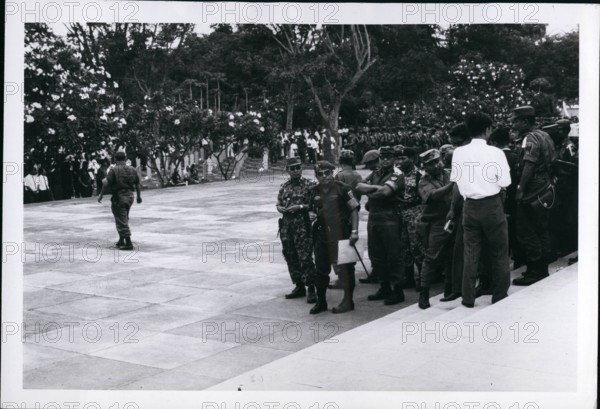Oct. 10, 1965 - Army Chief of Staff, Maj. General Suharto left in jungle suit - and Brig. Gen. Sabur, head of Tjakabirawa Suk