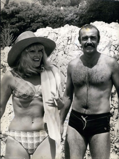 Aug. 03, 1967 - Sean Connery Wife Diane Cilento on Beach Villa Cap Antibes
