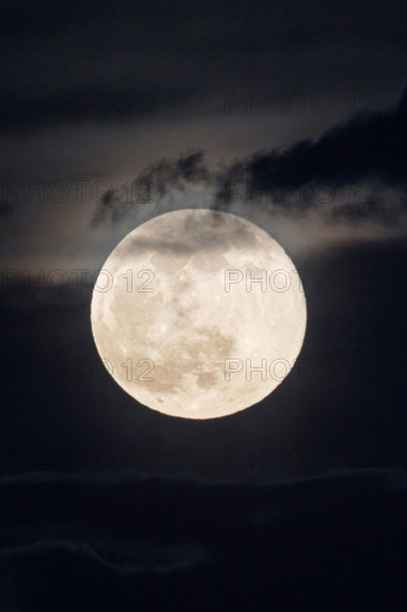 Full moon rising over Rocky Mountains, Salida, Colorado, USA