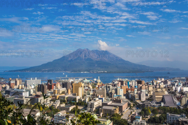 City, Japan, Asia, Kagoshima, Kyushu, Landscape, Sakurajima, Volcano, active, colourful, mountain, fall, island, no people, touri