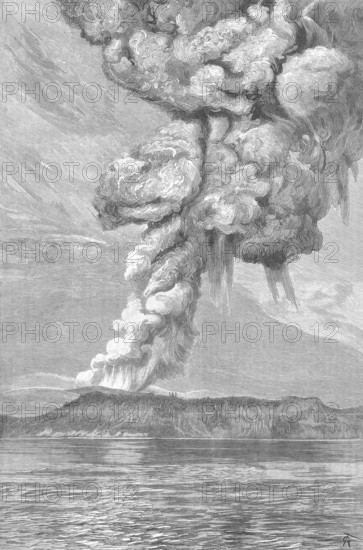 KRAKATOA Volcanic Eruption Krakatau, Sunda straits. Sumatra Java 1883. The Illustrated London News