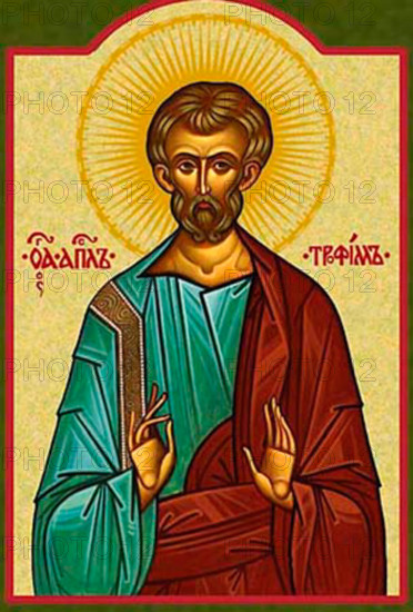 A painting depicting the historic figure Torpes of Pisa, recognized as a martyr in Christian tradition. The artwork illustrates his significance in Italian history and religious iconography, showcasing an early depiction of a saint with distinctive visual style.