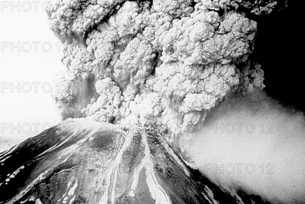 Eruption of the volcano Mount St Helens, which became the epicenter of an earthquake measuring 5.1 on the Richter scale, May 18, 1980. Image courtesy CDC.