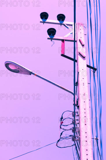Vintage Lamp post and lamp brick pastel color creative texture and pattern for design and decoration isolate on background close up
